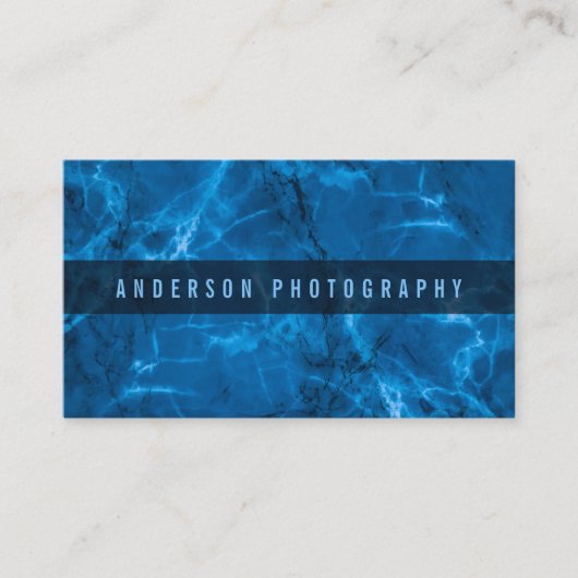 Elegant Blauw Abstract Marmeren Ontwerp Visitekaar Visitekaartje (Voorkant)