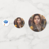 Elegant blauw Afstuderen foto Afstuderen Confetti (Voorkanten)