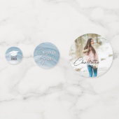 Elegant blauw Afstuderen op maat foto Confetti (Achterkanten)