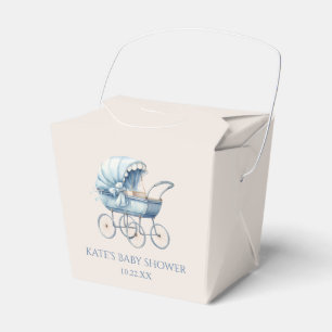 Elegant Blauw  Baby Carriage Baby shower Bedankdoosjes