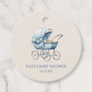 Elegant Blauw Baby Carriage Baby shower Bedankjes Labels