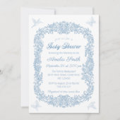 Elegant blauw Baby shower Kaart (Voorkant)