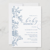 Elegant  blauw Baby shower Kaart (Voorkant)