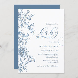 Elegant  blauw Baby shower Kaart