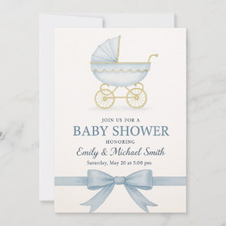 Elegant blauw Baby shower uitnodiging Sjabloon