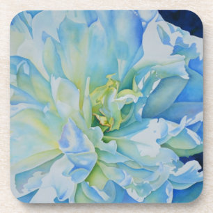 Elegant blauw blauwgroen bloemen waterverf onderzetter