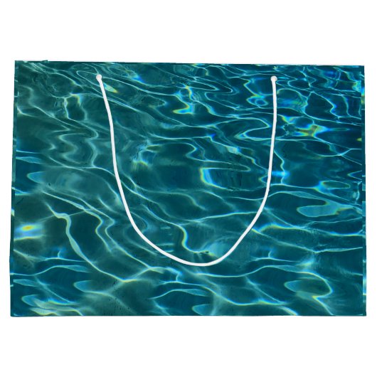 Elegant blauw blauwgroen waterpatroon oceaanmeergo groot cadeauzakje (Achterkant)