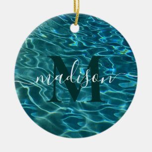 Elegant blauw blauwgroen waterpatroon oceaanmeergo keramisch ornament