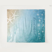 Elegant Blauw Blauwgroen Waterverf Strand Bruiloft Wandkleed (Voorkant (horizontaal))