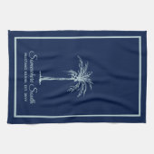 Elegant blauw Bleek Blauwgroen palmboom - Aangepas Theedoek (Horizontaal)