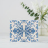 Elegant blauw  bloem briefkaart (Staand voorkant)