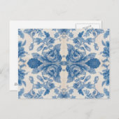 Elegant blauw  bloem briefkaart (Voorkant / Achterkant)