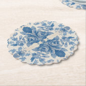Elegant blauw bloem kartonnen onderzetters (Gekanteld)