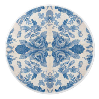 Elegant blauw  bloem keramische knop