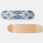 Elegant blauw  bloem skateboard (Horizontaal)