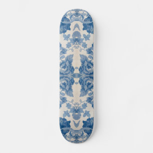 Elegant blauw  bloem skateboard