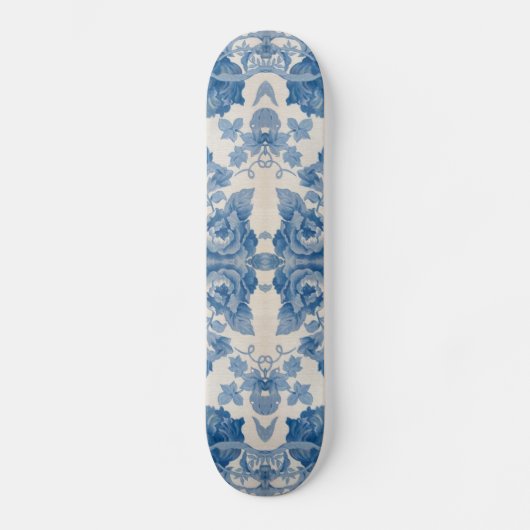 Elegant blauw  bloem skateboard (Voorkant)
