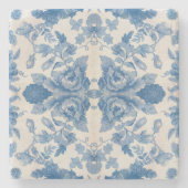 Elegant blauw  bloem stenen onderzetter (Voorkant)