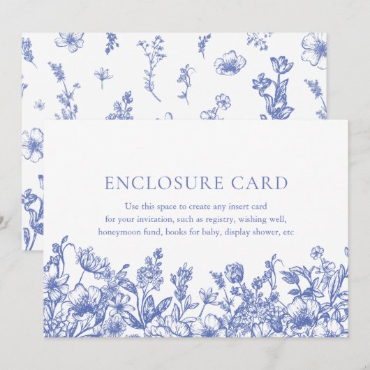 Elegant  Blauw Bloemen Behuizing Kaart (Voorkant / Achterkant)