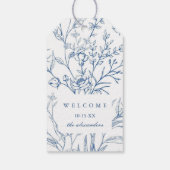 Elegant Blauw Bloemen Bruiloft Welkom Cadeaulabel (Achterkant)