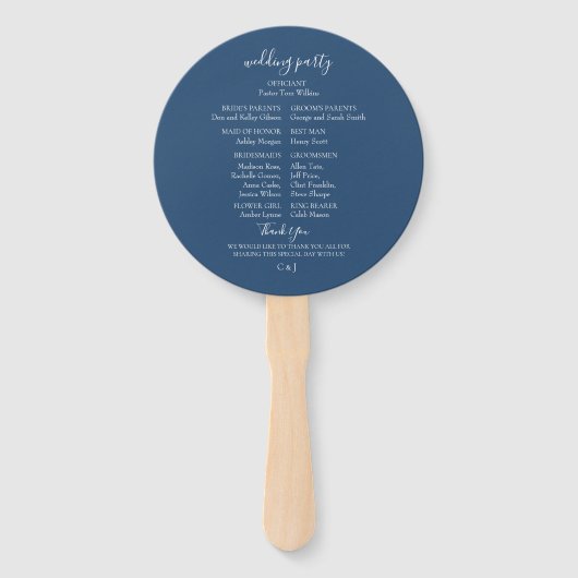 Elegant Blauw Bloemen Krans Bruiloft Hand Fans Handwaaier (Achterkant)