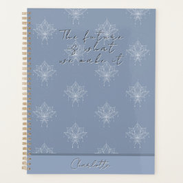 Elegant Blauw Bloemen Lotus Future Quote Planner