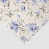 Elegant Blauw Bloemen op Crème Decoupage Tissuepapier (Detail)