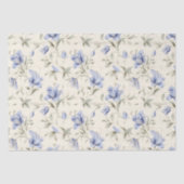 Elegant Blauw Bloemen op Crème Decoupage Tissuepapier (Voorkant)