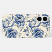 Elegant Blauw Bloemen  Patroon Case-Mate iPhone Case (Achterkant (horizontaal))