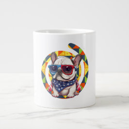 Elegant Blauw Bloemen Patroon Keramisch Extra Grote Beker