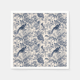 Elegant  Blauw Bloemen Toile Fleurie Servet