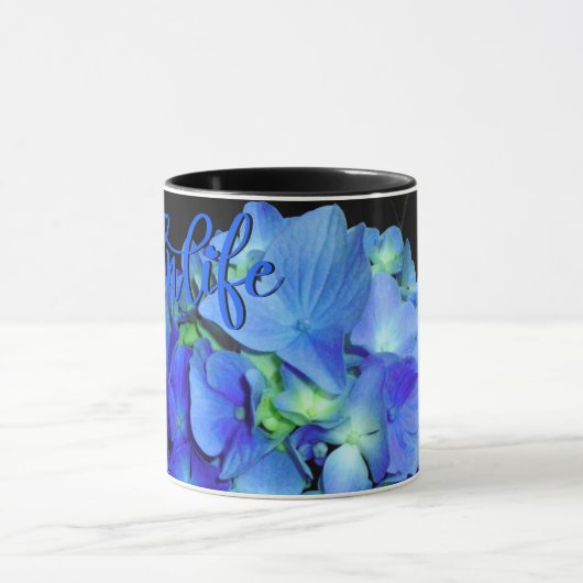 Elegant blauw bloemenblauw rozen blauw hortensia's mok (Midden)