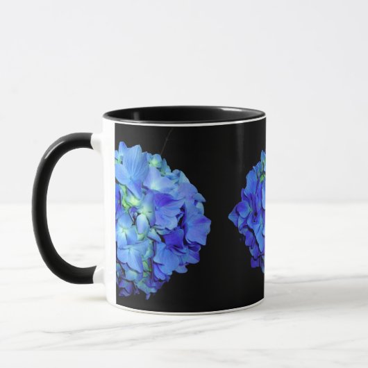 Elegant blauw bloemenblauw rozen blauw hortensia's mok (Links)