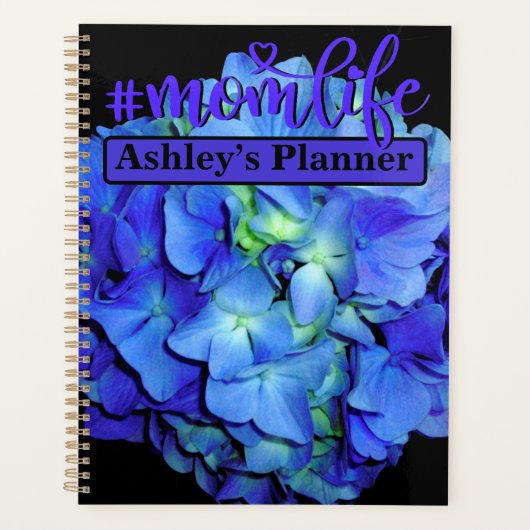 Elegant blauw bloemenblauw rozen blauw hortensia's planner (Voorkant)
