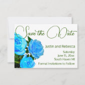 Elegant blauw bloemenblauw rozen blauw save the date (Voorkant)