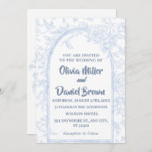  Elegant blauw Bloemenboog bruiloft Kaart (Voorkant / Achterkant)