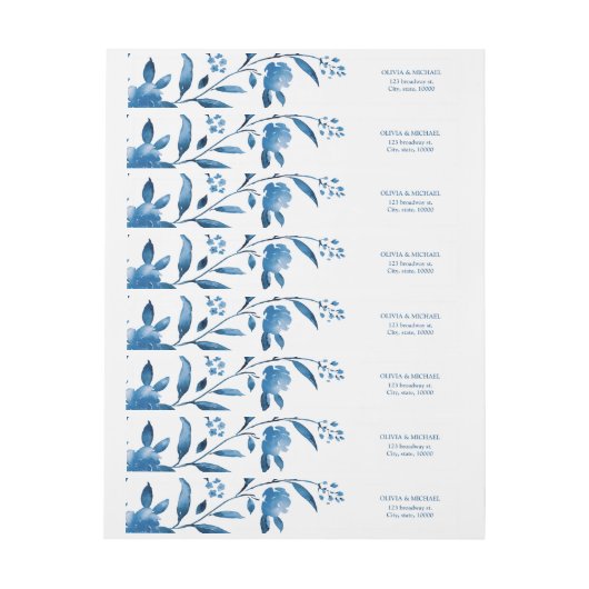 Elegant blauw bloemenChinoiserie Bruiloft monogram (Vel)