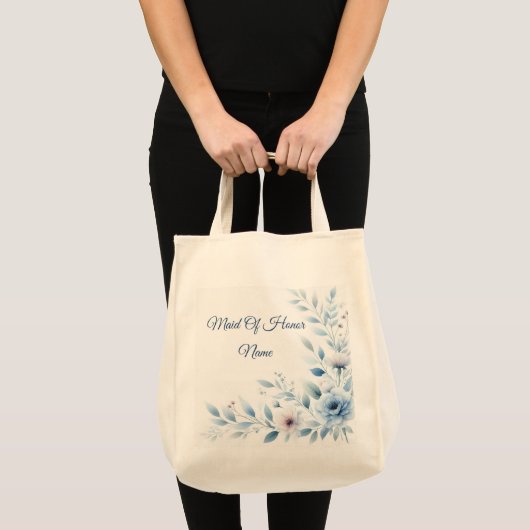 Elegant Blauw Bloemendamesfeest Tote Bag (Voorkant (product))