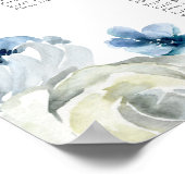 Elegant Blauw Bloemenlente Bruiloft Zitkaart Poster (Hoek)