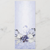 Elegant Blauw Bloemenlint Damast Bruiloft Menu (Achterkant)