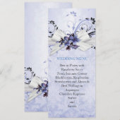 Elegant Blauw Bloemenlint Damast Bruiloft Menu (Voorkant / Achterkant)