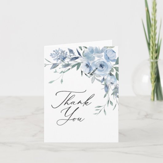 Elegant blauw bloemig Vrijgezellenfeest Bedankkaart (Voorkant)