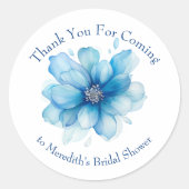 Elegant blauw bloemig Vrijgezellenfeest dank u Ronde Sticker (Voorkant)