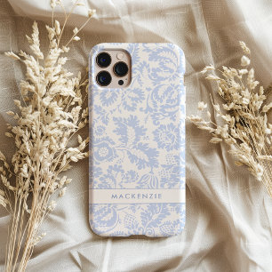 Elegant Blauw Bloemmotief Botanisch iPhone 15 Pro Max Hoesje
