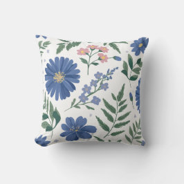 Elegant blauw bloemmotief met fris groen kussen