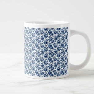 Elegant Blauw Bloempatroon  pioenen Extra Grote Beker
