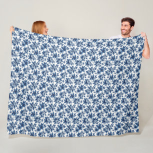 Elegant Blauw Bloempatroon pioenen Fleece Deken