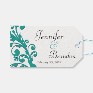 Elegant Blauw Bloemstuk Bruiloft Favor Cadeaulabel