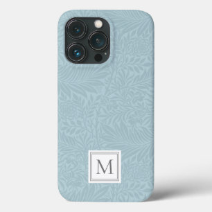 Elegant Blauw Boho Botanisch Patroon Monogram iPhone 13 Pro Hoesje