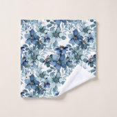 Elegant Blauw  Chintz Patroon Bad Handdoek (Wasdoekje)